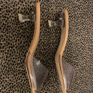 Larroude Tan Heels with Transparent Upper and Transparent heel